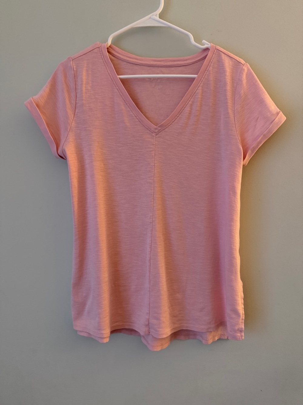 J. Jill Soft V-Neck Short Sleeve Tee - Light Pink